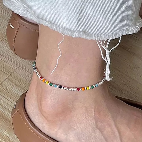 ✨NEW LAUNCH✨Multicolor Bead Chain Elastic Anklet for Women - Picture 1 of 5